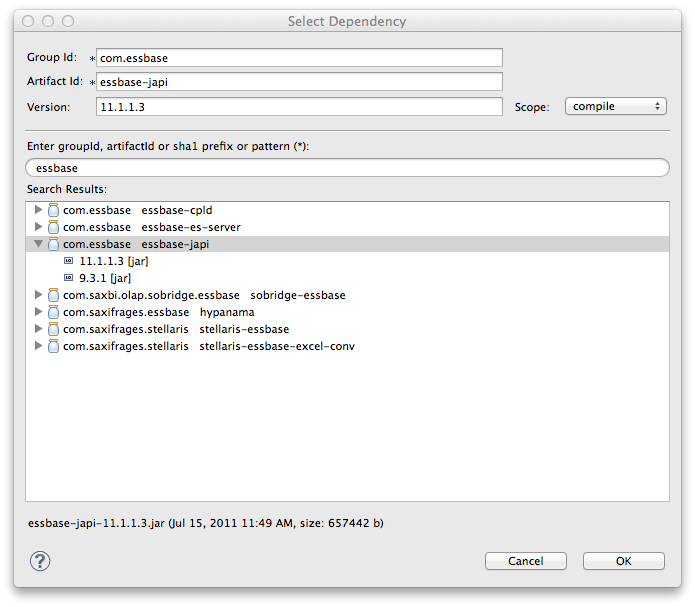 Eclipse Select Essbase Jar Dependency Eclipse Select Essbase Jar Dependency
