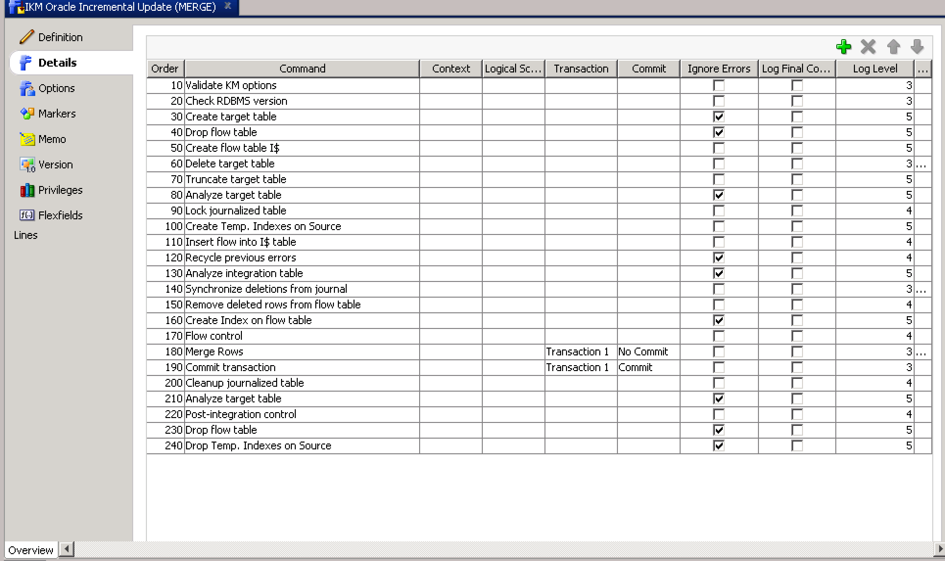 ODI Oracle MERGE IKM steps
