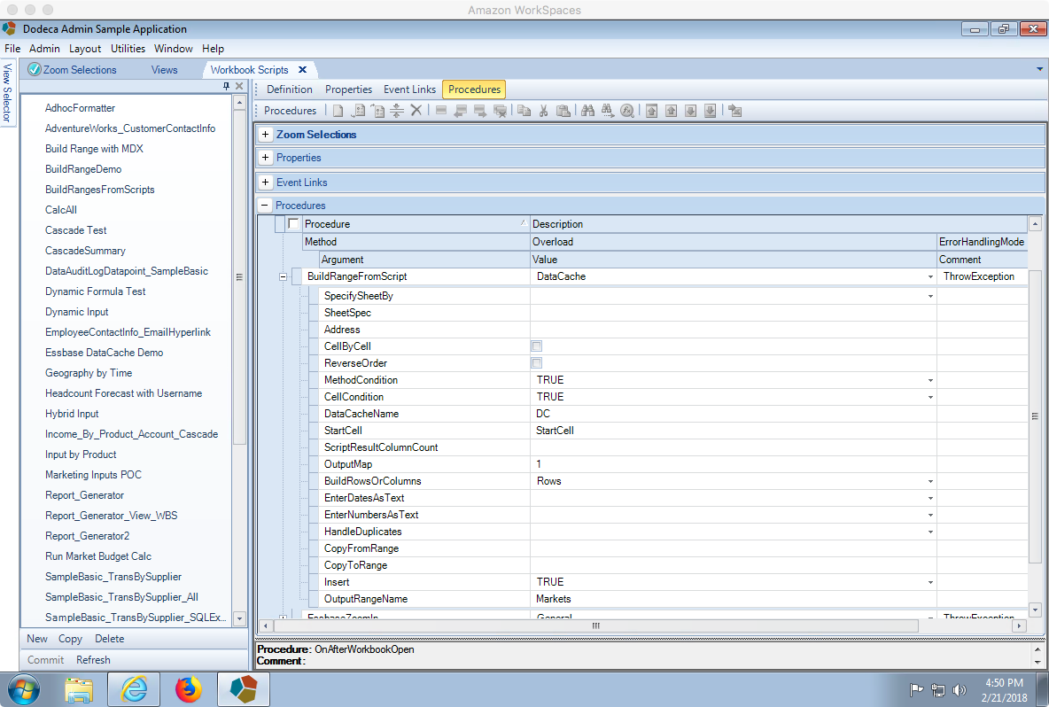 Workbook Script BuildRangeFromScript method using DataCache overload
