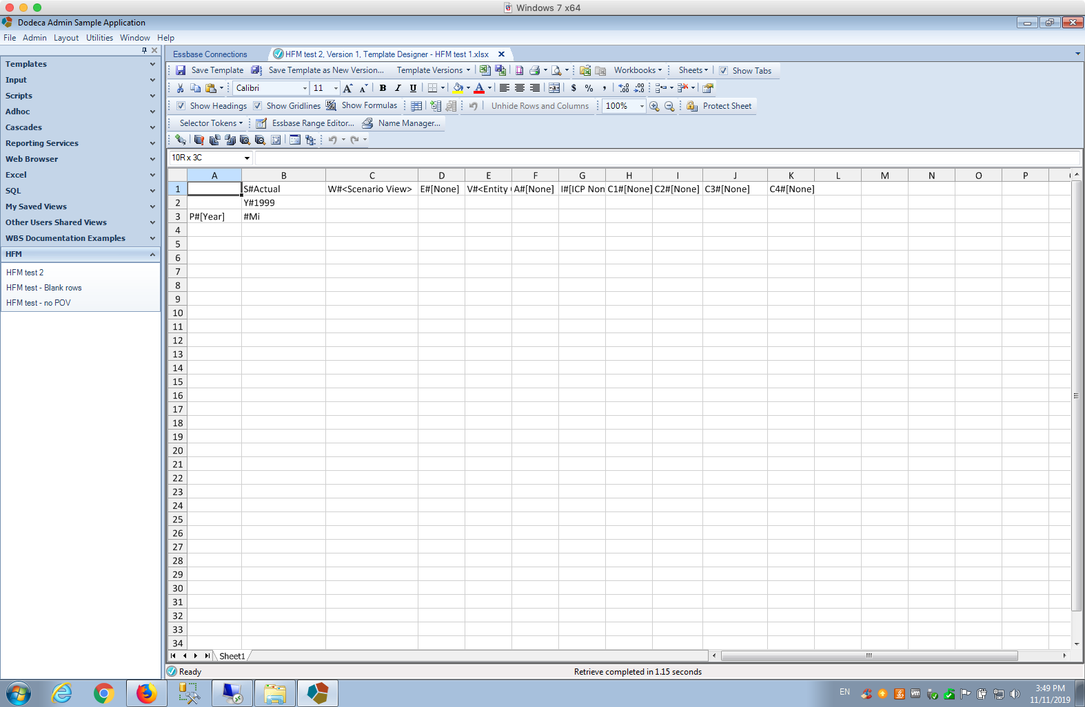 Default retrieve from COMMA4DIM HFM application